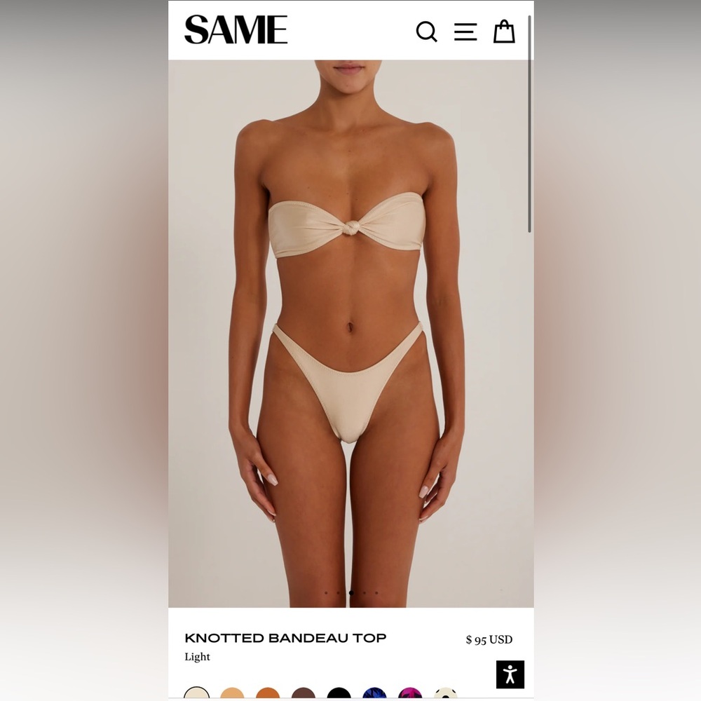 SAME Knotted Bandeau Bikini in Cream